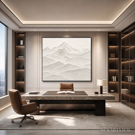BUYARTVIEW Zenith – Textured Minimalist Mountainscape in Wabi Sabi Style - image 2