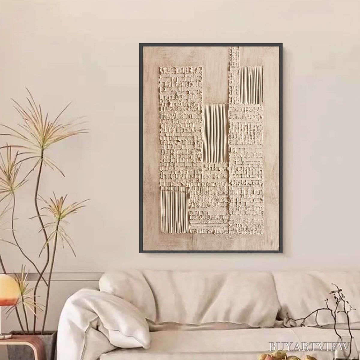 BUYARTVIEW Urban Relic – Textured Minimalist Abstract Painting in Neutral Beige Tones - image 6