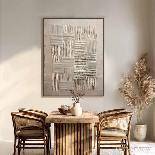 BUYARTVIEW Urban Grid – Textured Beige Minimalist Abstract Wabi Sabi - image 2