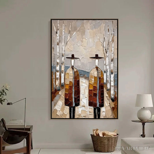 BUYARTVIEW the Sojourners – Textured Palette Knife Painting of Figures in a Landscape - image 2