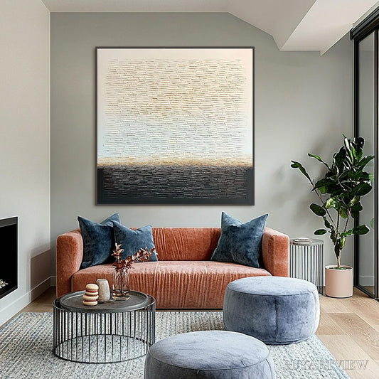 BUYARTVIEW Echoes of Stillness – Large Square Textured Minimalist Abstract Painting - image 2