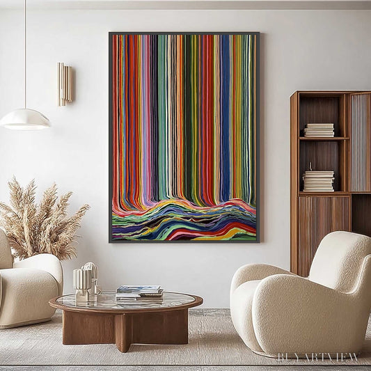 BUYARTVIEW Chromatic Cascade – Colorful Vertical Abstract Painting with Flowing Lines - image 2