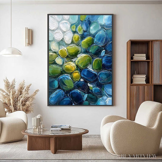 BUYARTVIEW River Gems – Abstract Impasto Textured Blue and Green Painting - image 2