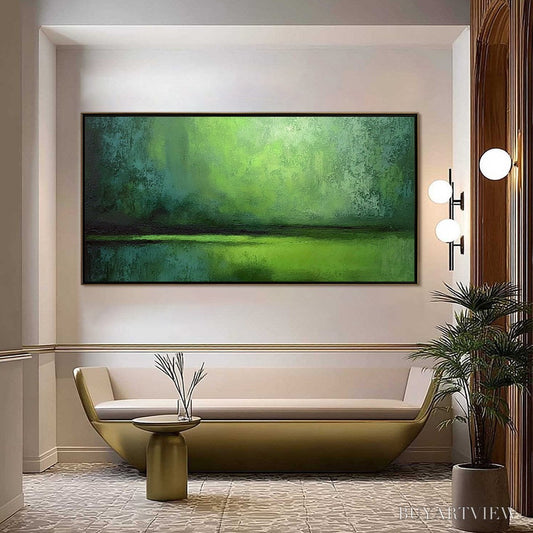 BUYARTVIEW Verdant Horizon – Large Textured Green Abstract Landscape Painting - image 2