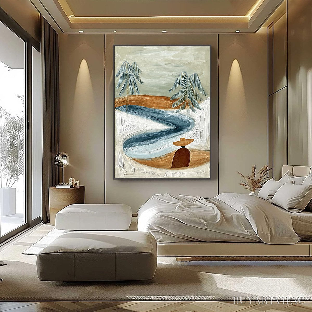 BUYARTVIEW Coastal Reverie – Textured Wabi Sabi Coastal Landscape Painting - image 6