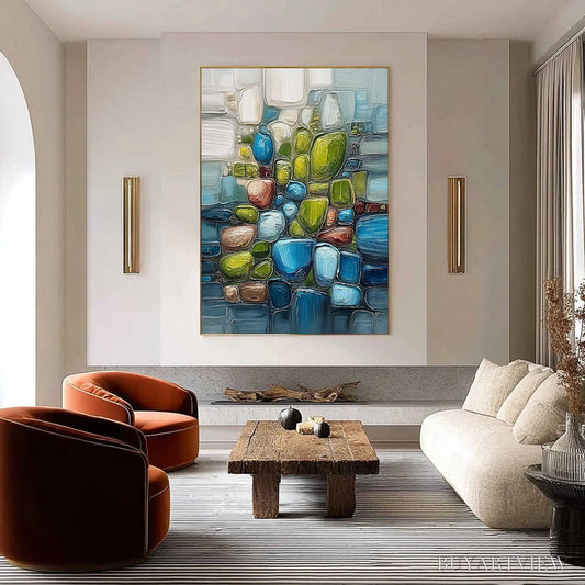 BUYARTVIEW Riverbed Gems – Textured Vertical Abstract Impasto - image 2