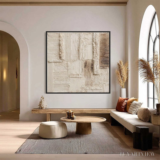 BUYARTVIEW Strata – Textured Wabi Sabi Abstract Painting in Neutral Tones - image 2