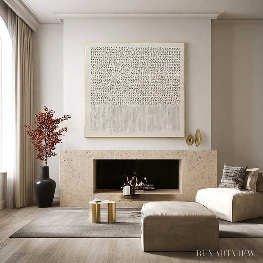 BUYARTVIEW Codex of Calm – Large Square Textured Wabi Sabi Abstract Painting - image 2