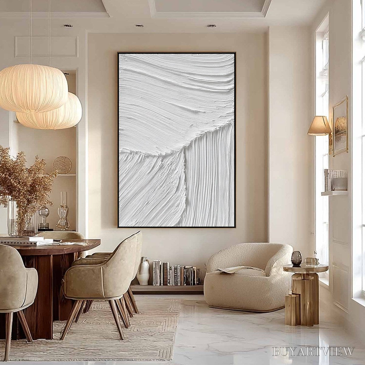 BUYARTVIEW Serene Rift – Large Textured White Minimalist Abstract Painting - image 6