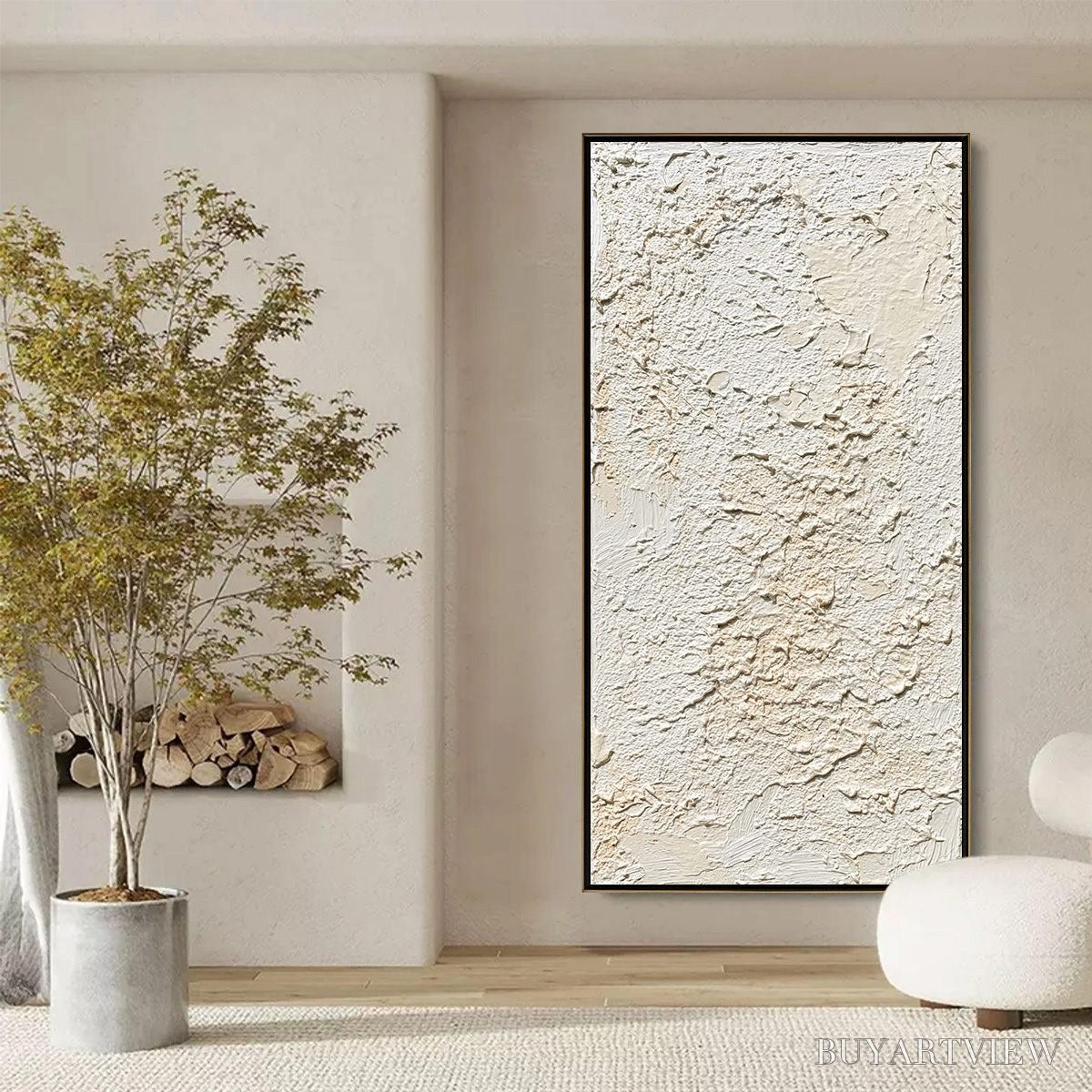 BUYARTVIEW Terra Blanca – Heavy Texture Minimalist Wabi Sabi Painting - image 6