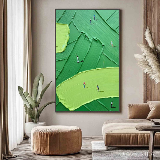 BUYARTVIEW Emerald Fairway – Textured Impasto Golf Scene Painting - image 2