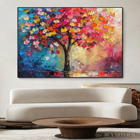 BUYARTVIEW Living Rainbow – Textured Impasto Tree of Life Oil Painting - image 2