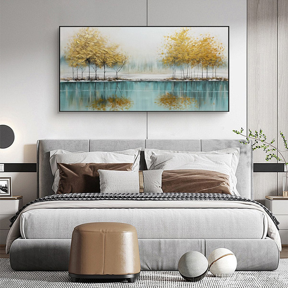 BUYARTVIEW Golden Reflections – Serene Landscape Oil Painting - image 6