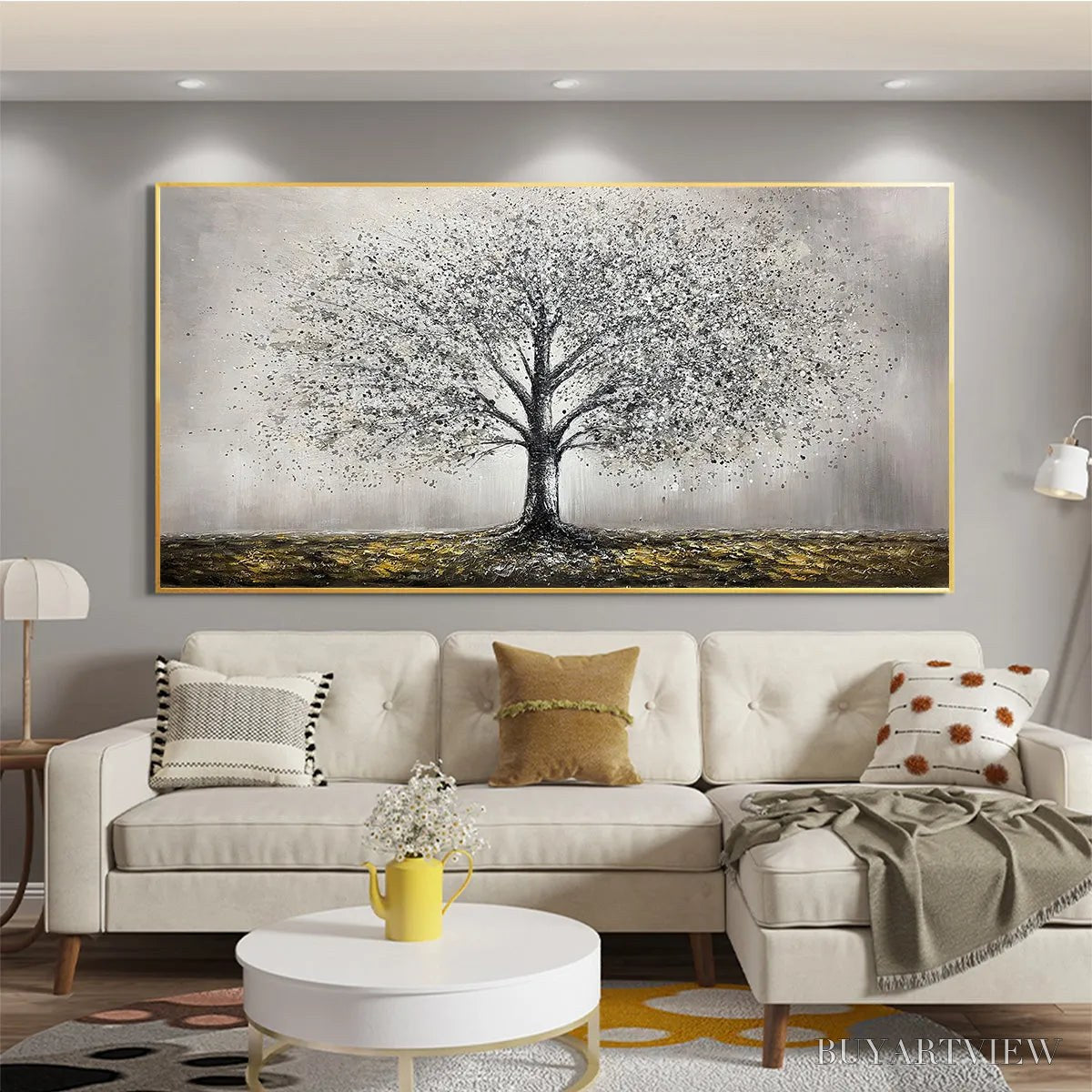 BUYARTVIEW Golden Roots – Tree Painting with Textured Gold Ground - image 6