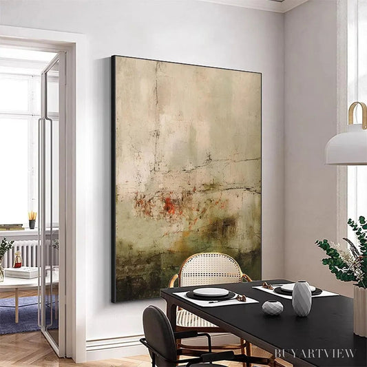 BUYARTVIEW Wabi Sabi Terrain – Textured Abstract Landscape Painting, Vertical - image 2