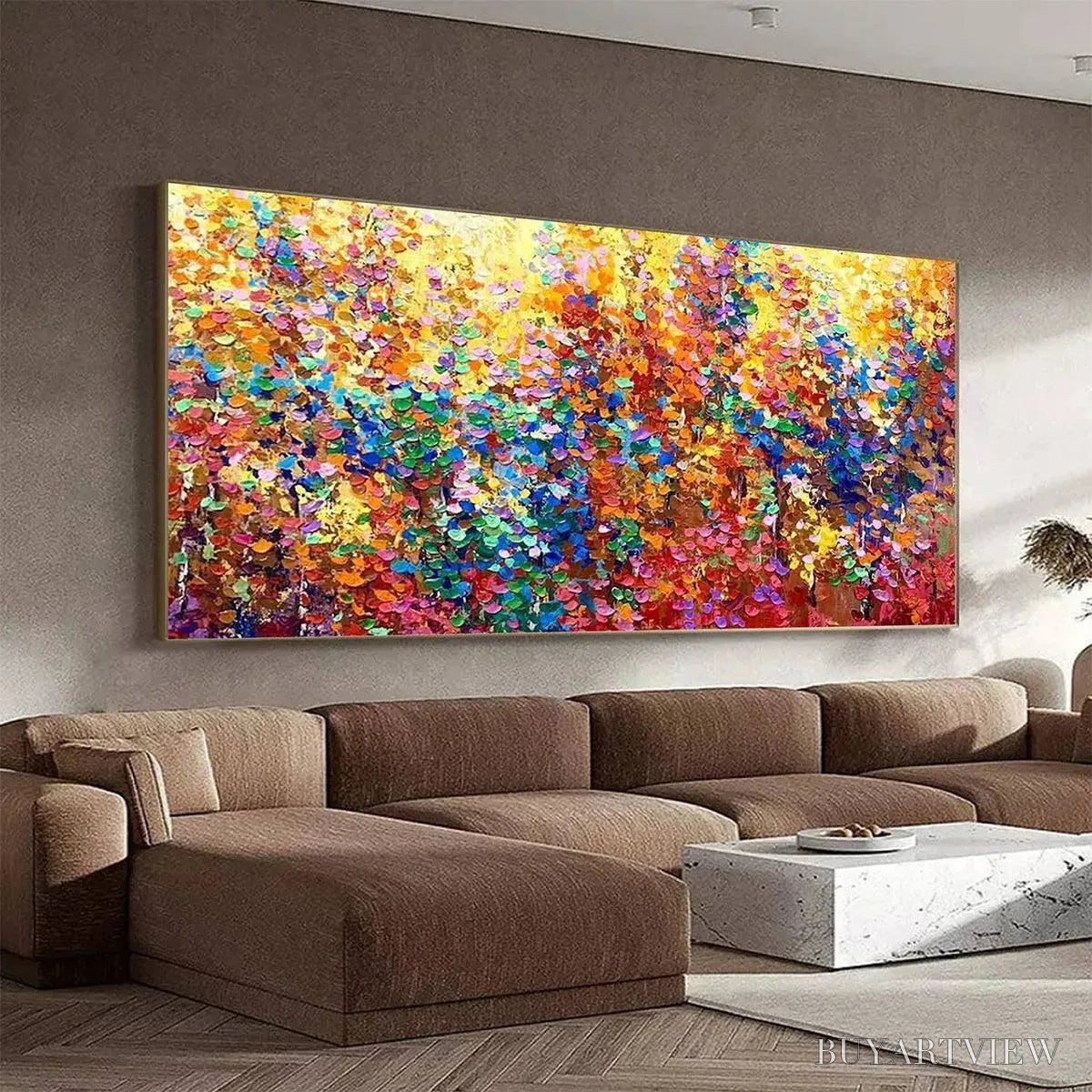 BUYARTVIEW Autumn Glow – Textured Abstract Landscape Painting in Vibrant Autumn Colors - image 6