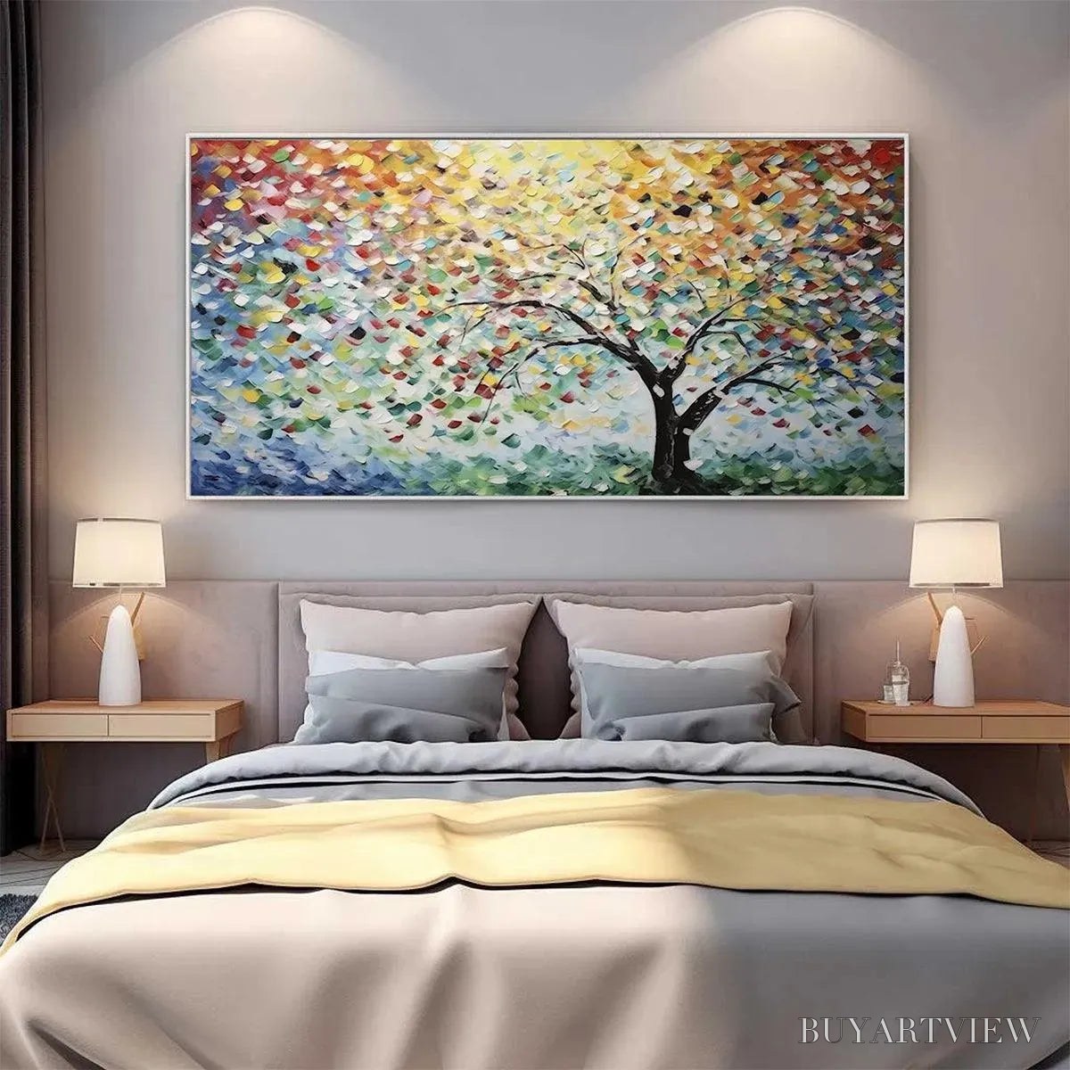 BUYARTVIEW Rainbow Tree – Textured Impasto Tree Painting in Vibrant Colors - image 6