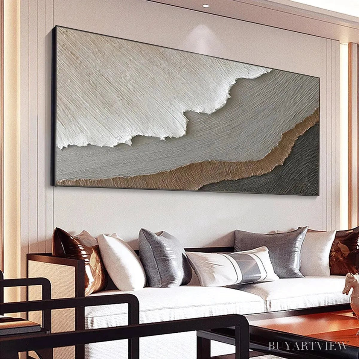 BUYARTVIEW Earth Tones – Textured Abstract Landscape Painting in Neutral Colors - image 6
