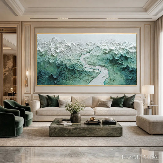 BUYARTVIEW Alpine Current – Textured Impasto Mountain River Landscape - image 2