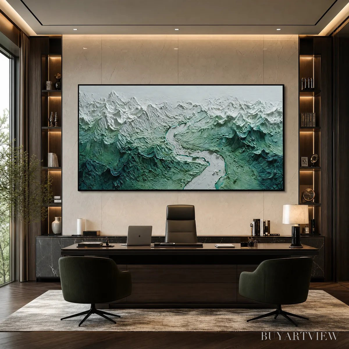 BUYARTVIEW Alpine Current – Textured Impasto Mountain River Landscape - image 6