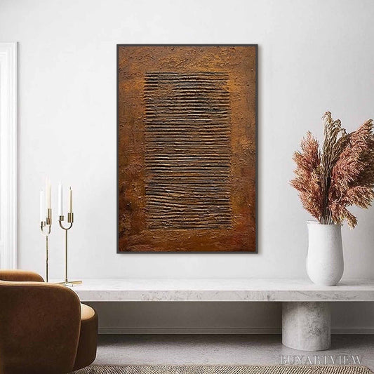 BUYARTVIEW Earthen Codex – Large Textured Brown Wabi Sabi Abstract Art - image 2