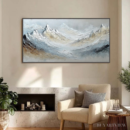 BUYARTVIEW Alpine Crest – Heavily Textured Wabi Sabi Mountain Landscape Painting - image 2
