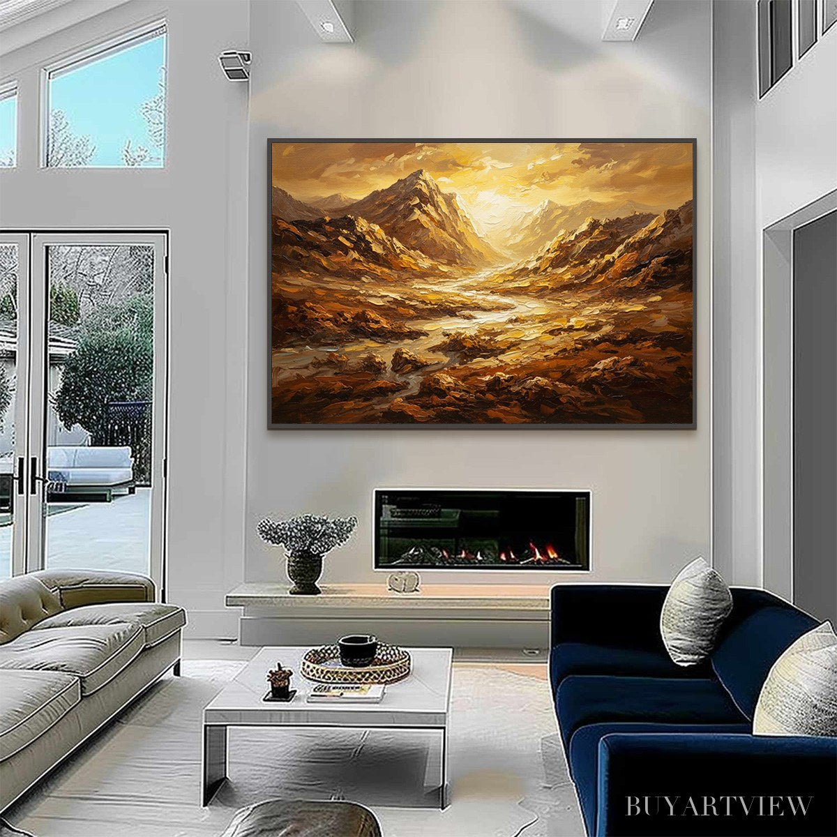 BUYARTVIEW Golden Canyon – Textured Impasto Mountain Valley Landscape Painting - image 6