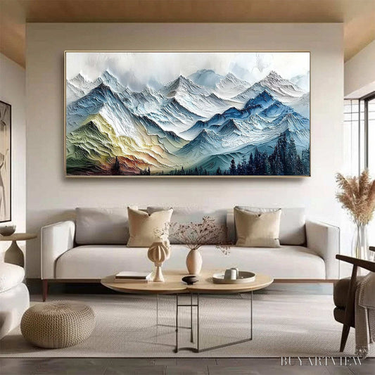 BUYARTVIEW Alpine Glow – Large Textured Impasto Mountain Range - image 2
