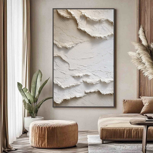 BUYARTVIEW Alpine Whispers – Textured White Abstract Oil Painting - image 2