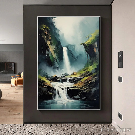 BUYARTVIEW Cascading Mist – Waterfall Landscape Nature Oil Painting - image 2