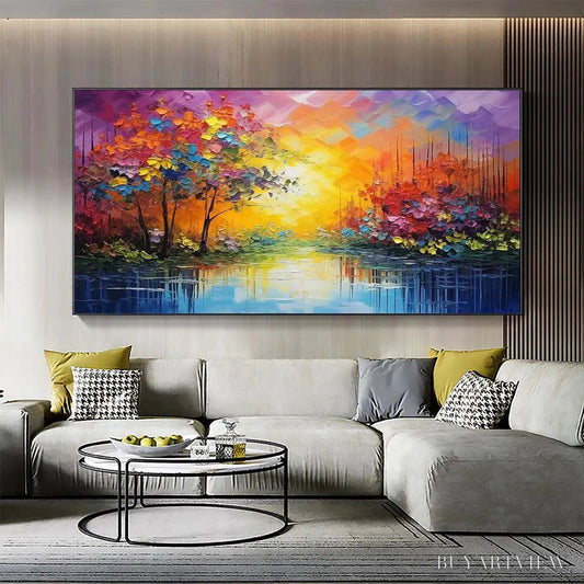 BUYARTVIEW Enchanted Riverview – Colorful Landscape Painting - image 2