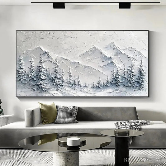 BUYARTVIEW Winter'S Embrace – Textured Winter Mountain Landscape Painting - image 2
