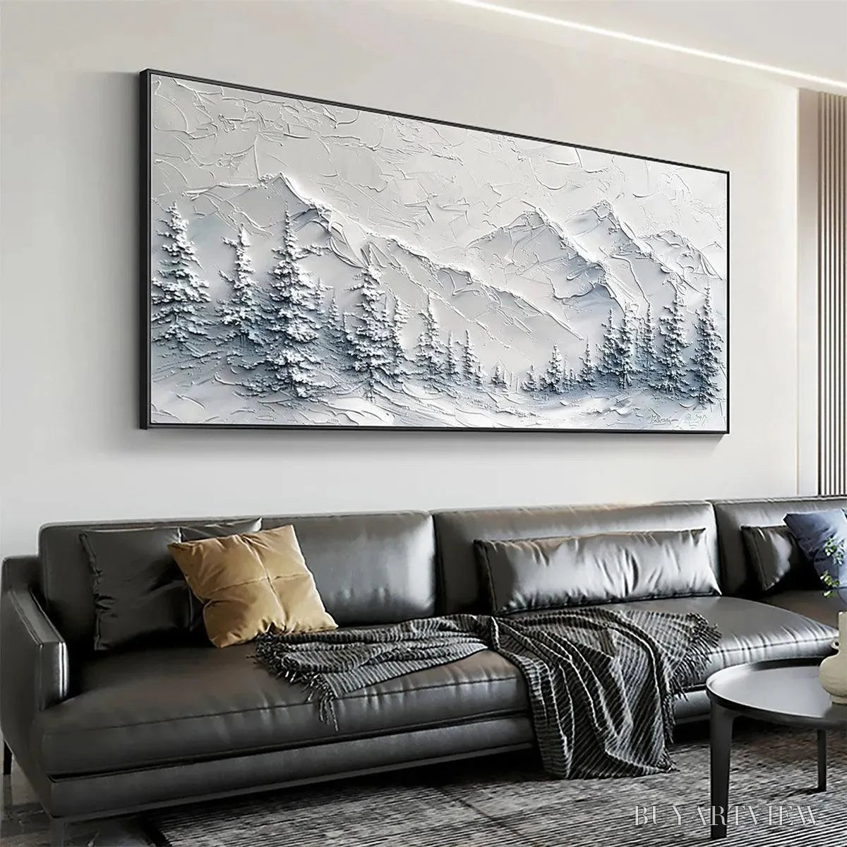 BUYARTVIEW Winter'S Embrace – Textured Winter Mountain Landscape Painting - image 6
