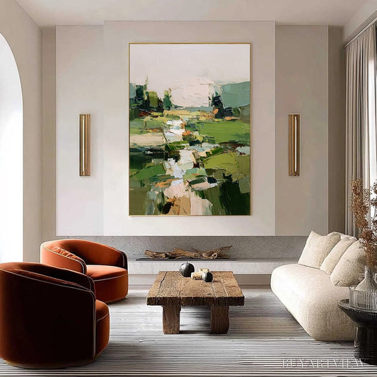 BUYARTVIEW Verdant Path – Textured Abstract Landscape Oil Painting for Modern Home Decor - image 2