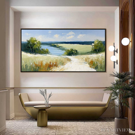BUYARTVIEW Serene Vista – Textured Palette Knife Countryside Landscape Painting - image 2