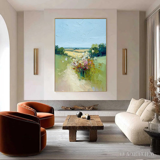BUYARTVIEW Wildflower Path – Textured Palette Knife Countryside Landscape Painting - image 2