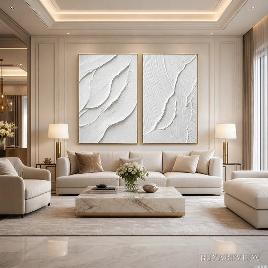 BUYARTVIEW Aegean Calm – Minimalist White Textured Wabi Sabi Set - image 2