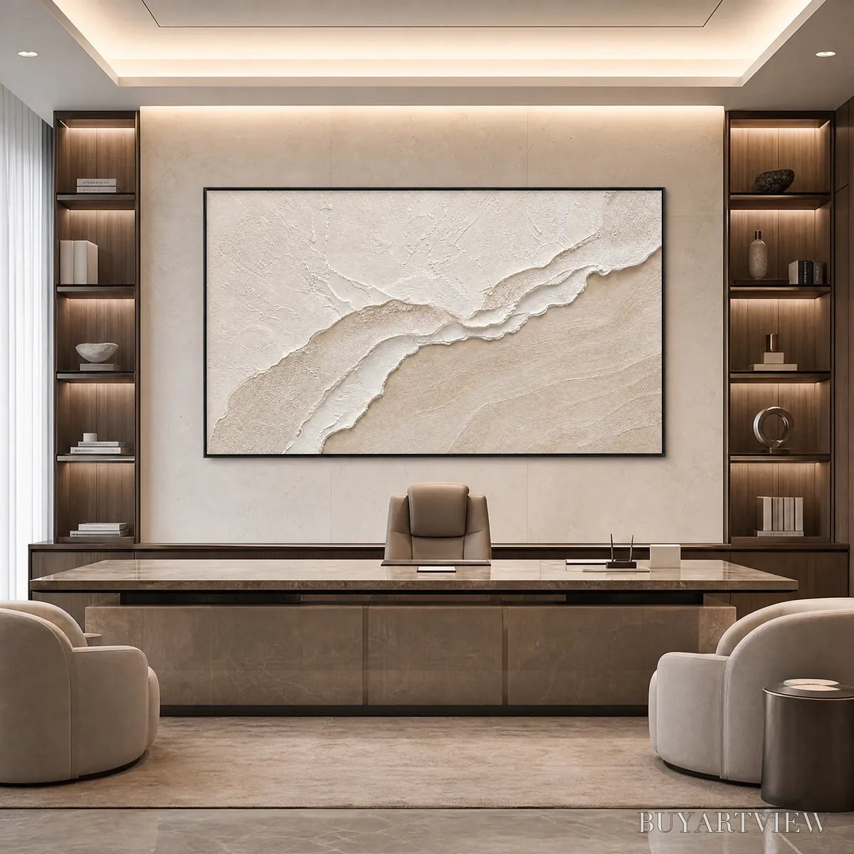 BUYARTVIEW Whispers of the Tide – Textured Wabi Sabi Inspired Coastal Abstract Painting - image 6