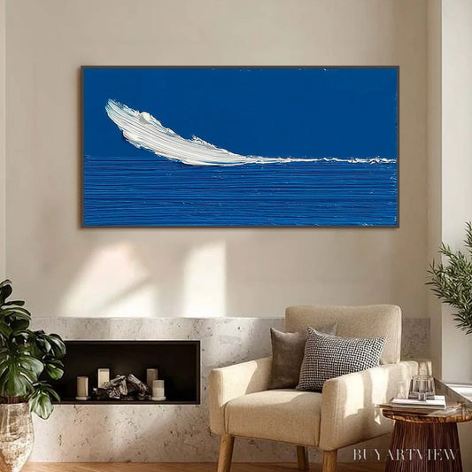 BUYARTVIEW Azure Crest – Minimalist Abstract Seascape Impasto Oil Painting - image 2