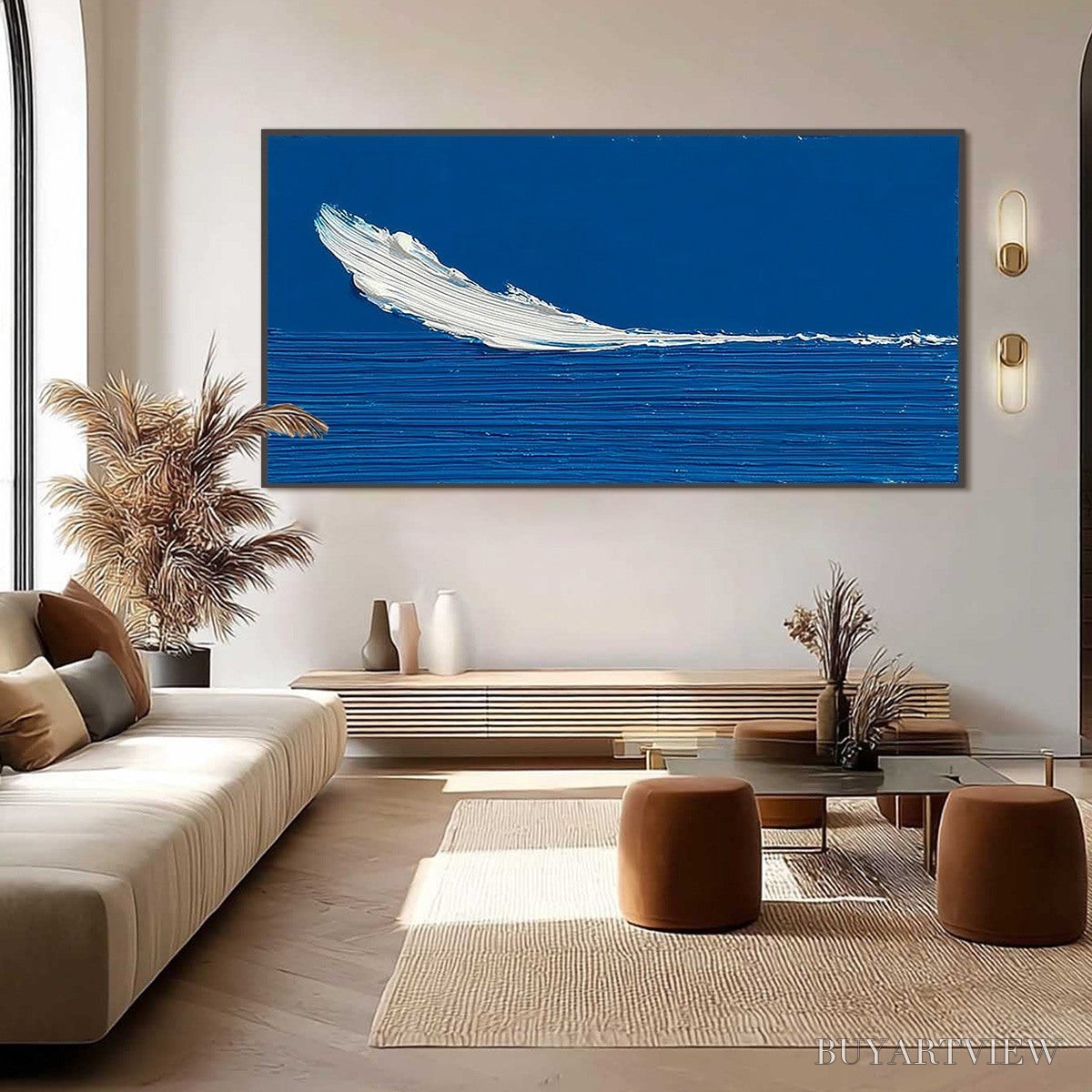 BUYARTVIEW Azure Crest – Minimalist Abstract Seascape Impasto Oil Painting - image 6
