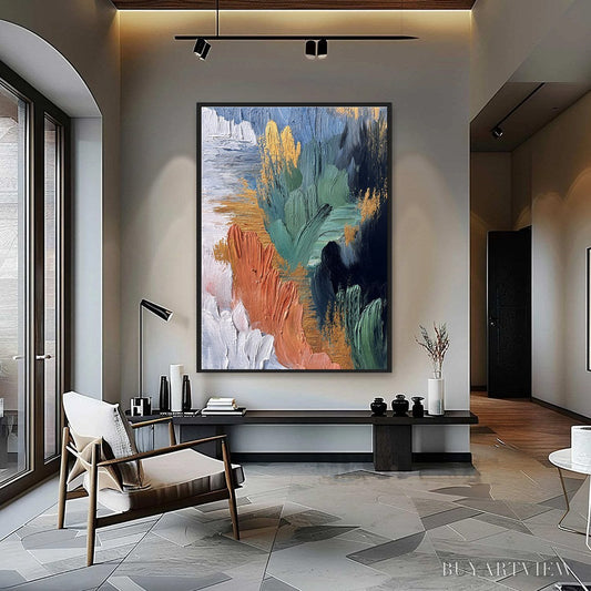 BUYARTVIEW Verdant Shore | Textured Abstract Oil Painting with Gold Leaf - image 2