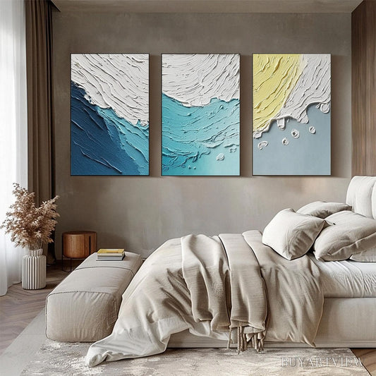 BUYARTVIEW Coastal Drift – Textured Abstract Ocean Wave Painting Set - image 2