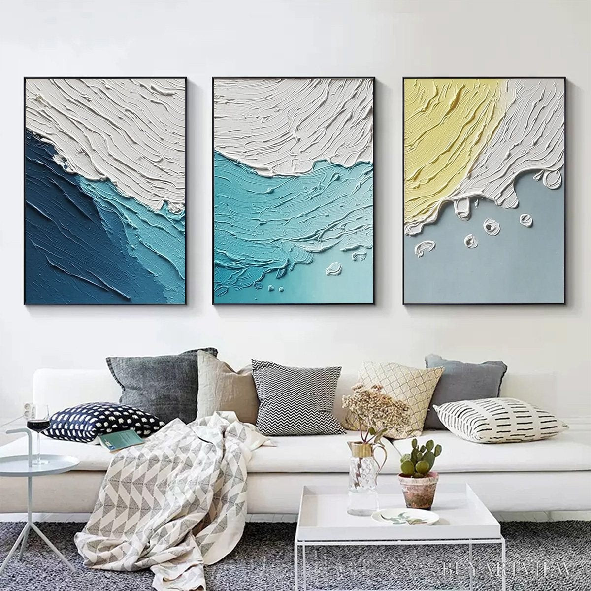 BUYARTVIEW Coastal Drift – Textured Abstract Ocean Wave Painting Set - image 6