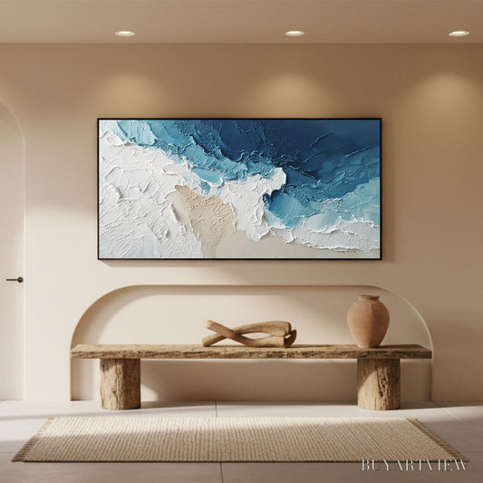 BUYARTVIEW Ocean'S Embrace – Textured Abstract Coastal Seascape Painting - image 2
