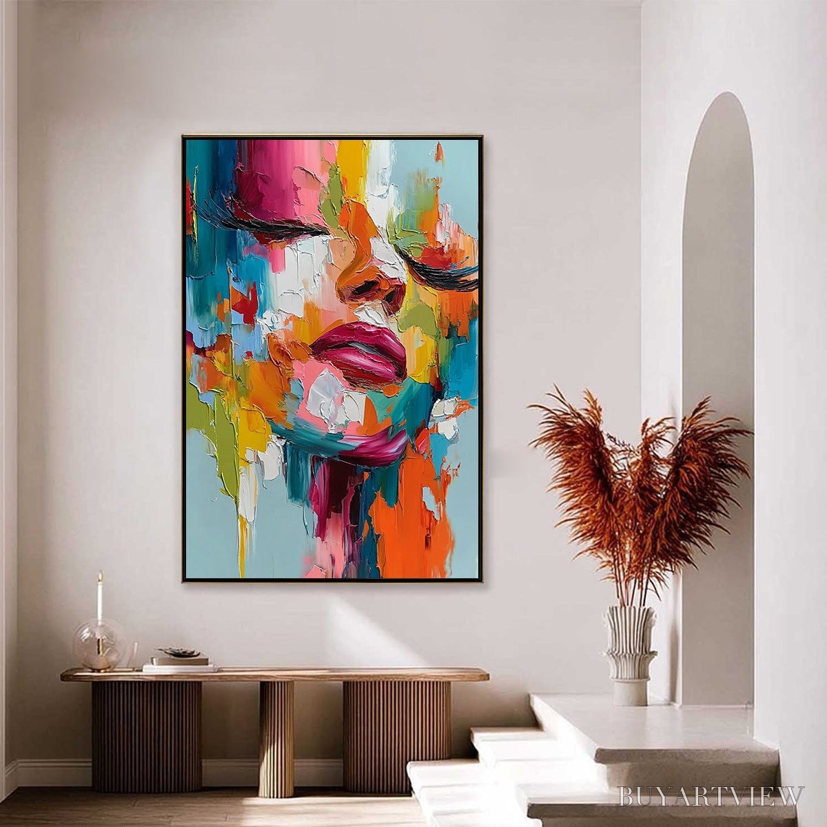 BUYARTVIEW Vivid Dream – Colorful Abstract Impasto Portrait Painting - image 6