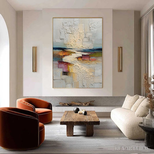 BUYARTVIEW Horizon'S Embrace – Heavily Textured Vertical Abstract Seascape Painting - image 2