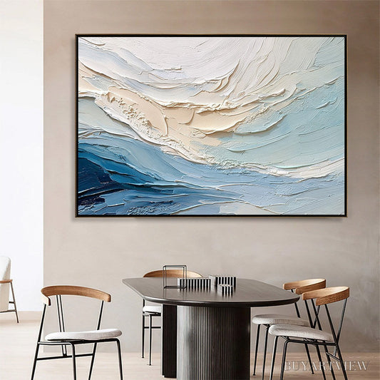 BUYARTVIEW Ocean'S Breath – Textured Wabi Sabi Abstract Seascape Painting - image 2