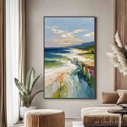 BUYARTVIEW Coastal Embrace – Textured Impasto Seascape Oil Painting for Wall Decor - image 2