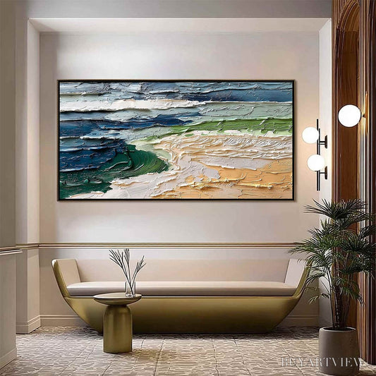 BUYARTVIEW Coastal Drift – Textured Abstract Seascape Impasto Oil Painting - image 2
