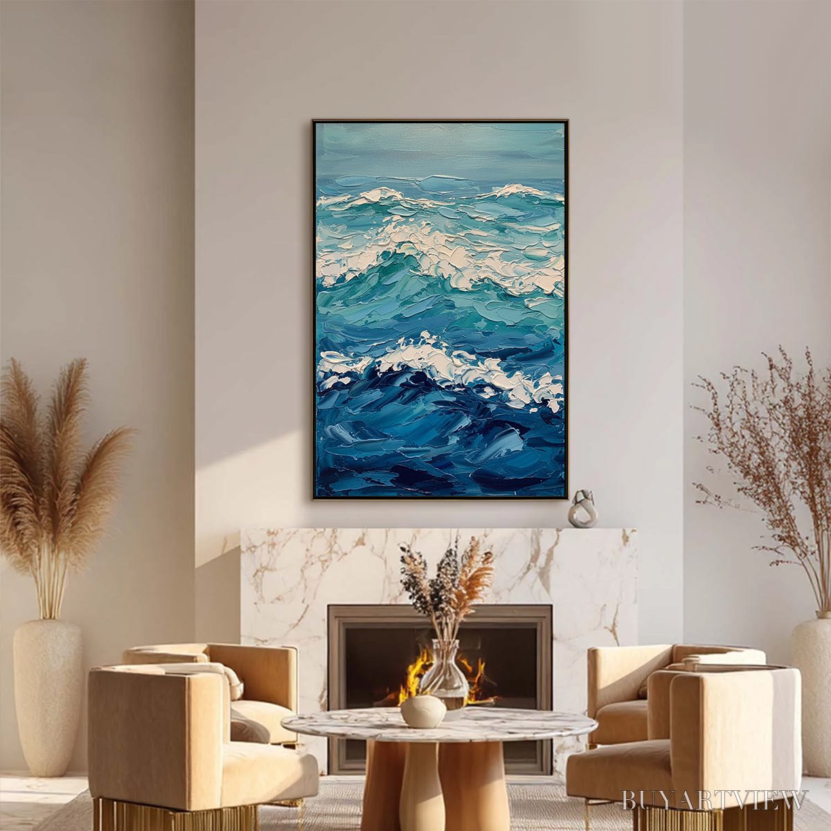 BUYARTVIEW Azure Crest – Textured Impasto Ocean Wave - image 6